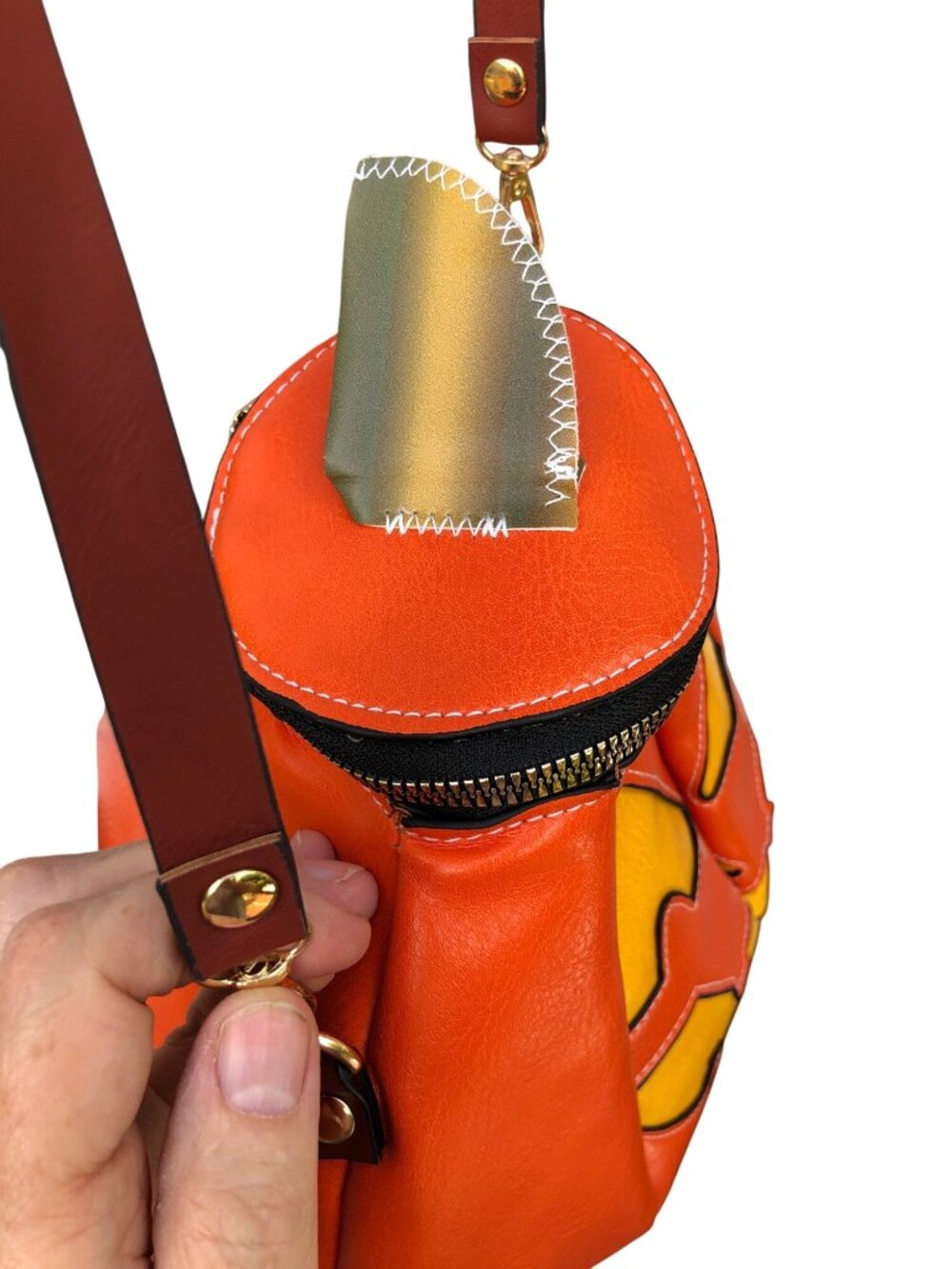 Mesa Dreams Pumpkin Crossbody Bag Faux Leather Adjtbl Strap Halloween Orange Yel - Picture 5 of 10